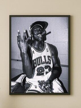 Basketball Jordan Legend Poster, Retro Black and White Wall Art